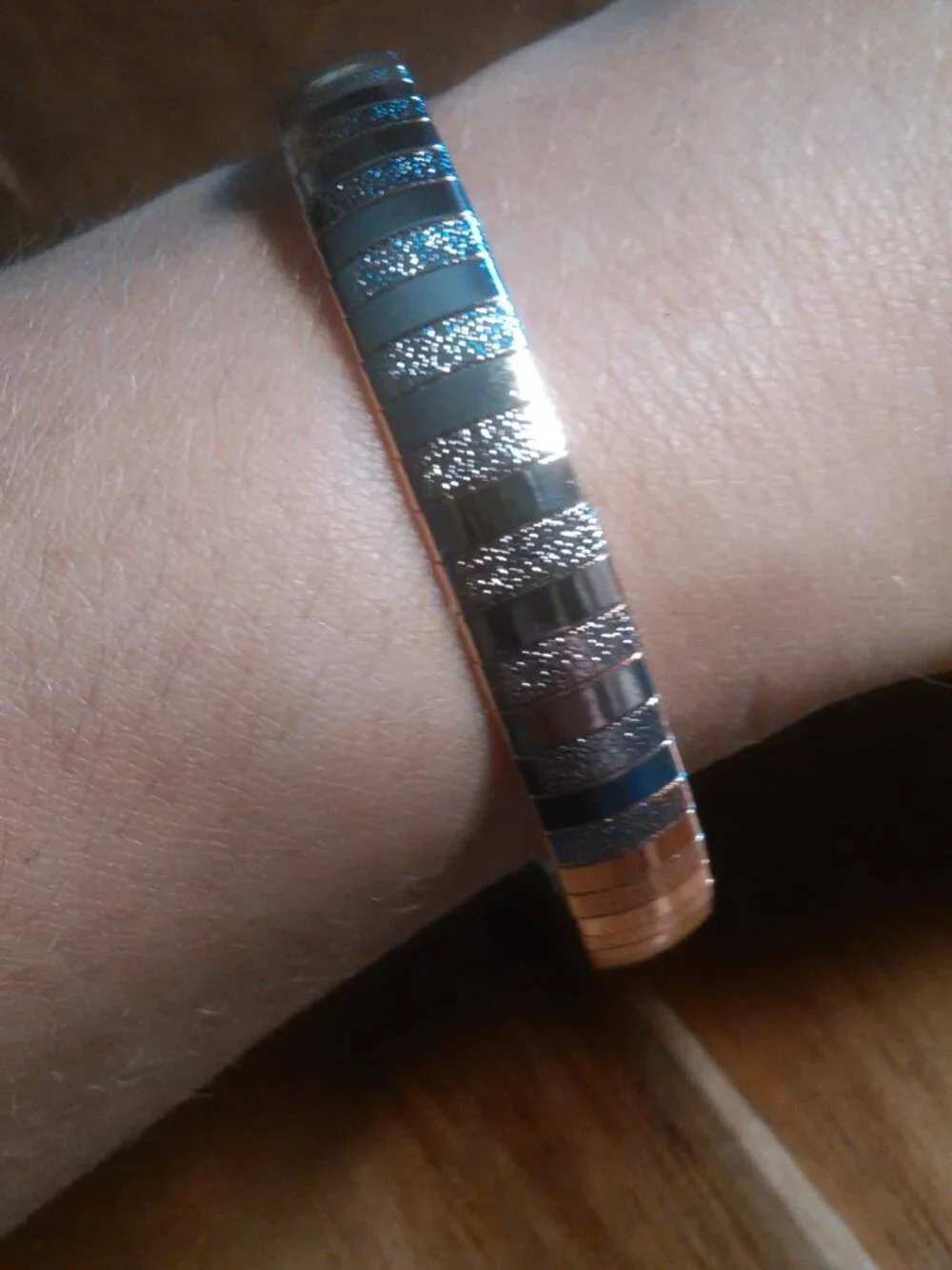 Omega Sandblast Ion Plated Rose Gold over Stainless Steel Bracelet (7 Inch)